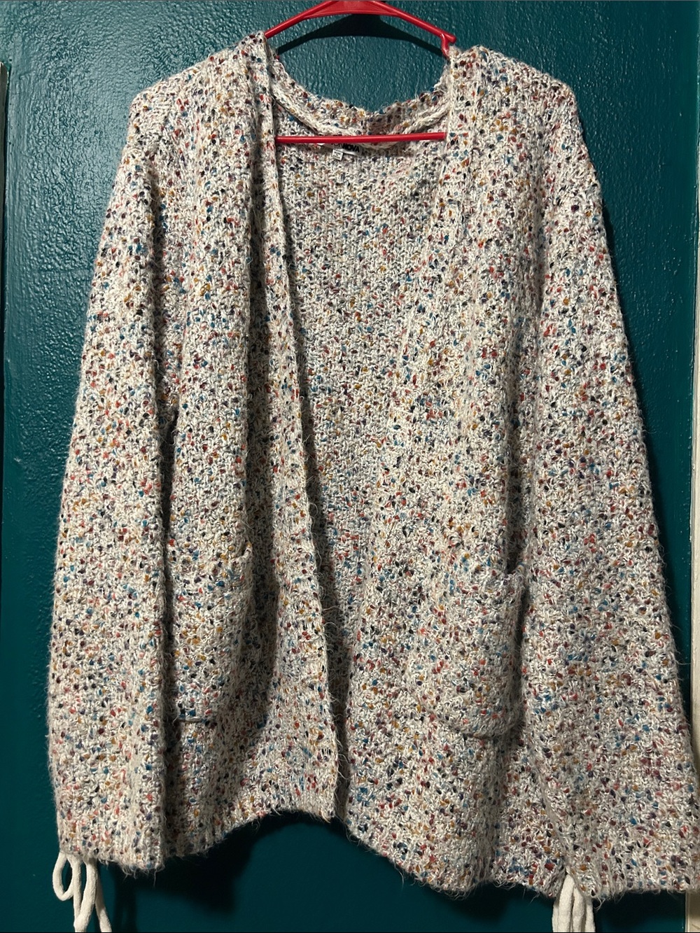 Fashion Nova Cream Speckled Open-Front Cardigan